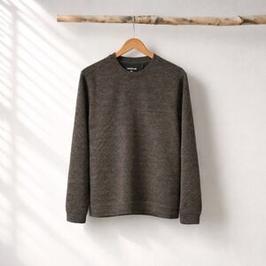 Toad&Co Breithorn Crew Sweater Mens Medium Charcoal Brown Recycled Wool Ribbed